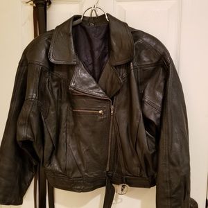 Vintage Christian Dior Black Leather Moto Jacket